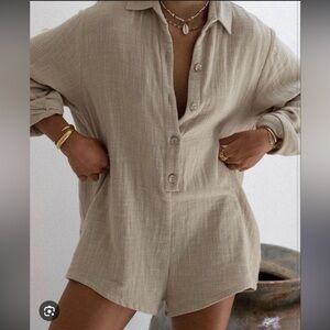 MAURIE + EVE Make You Wanna Long Sleeve Jumpsuit in Sand NWOT